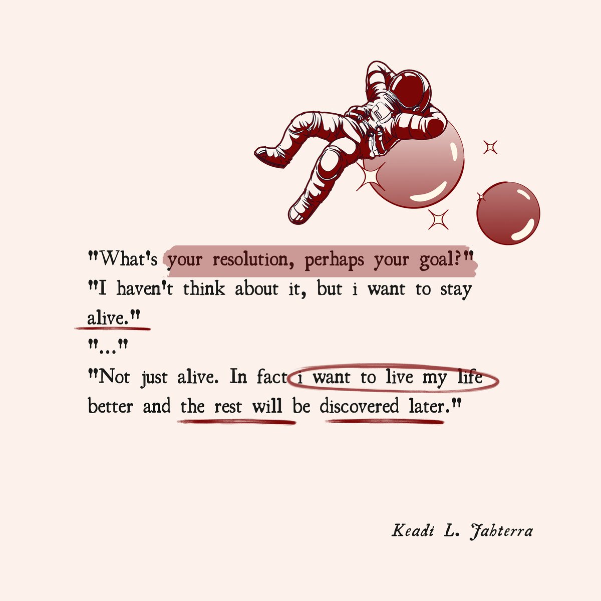 literarybase's tweet photo. Resolution? Maybe just stay alive and you will discover what to do later
— Karya

 https://t.co/KTuSSidj9z