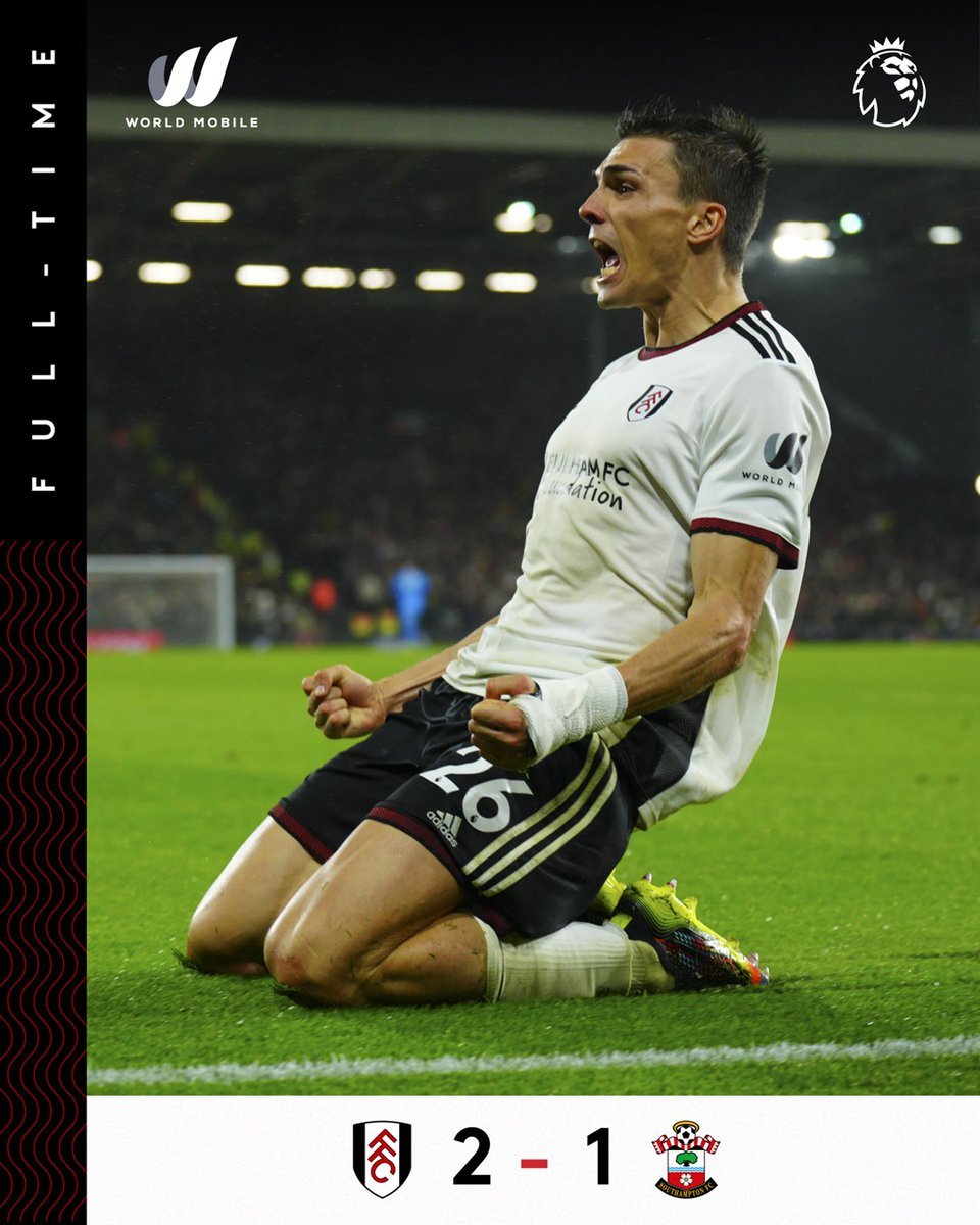 FulhamFC's tweet photo. We finish 2022 with +3pts! 🎇

#FULSOU https://t.co/4EONyG60fW