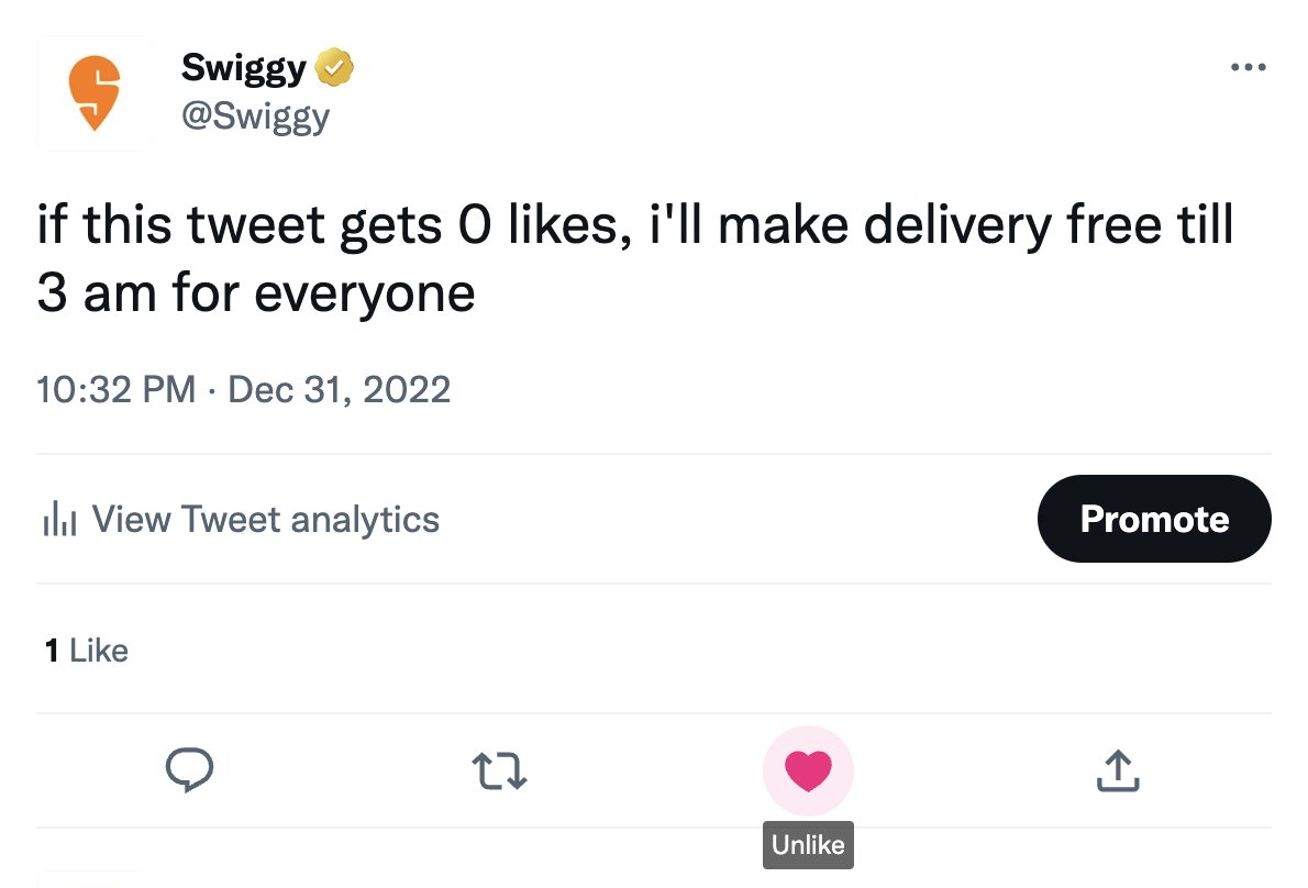 oops i accidentally liked the tweet. free delivery on admin for everyone till 3 am 🥂