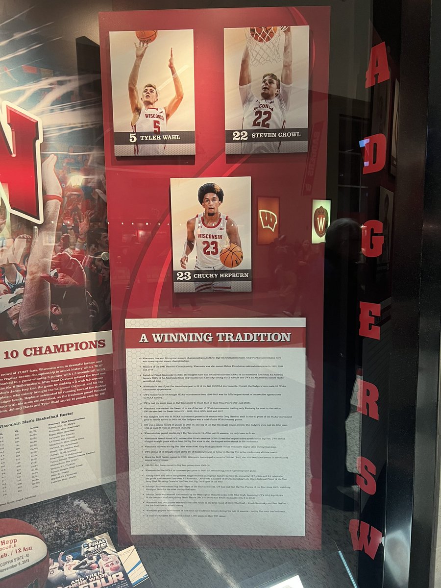CoachShockey's tweet photo. Thanks @ChuckyHepburn for a great time in Madison these last couple days! We appreciate you showing our kids around the Kohl Center and spending time w/ them! #AlwaysFirstClass #SpecialDude #Chucky23 https://t.co/ZomHsa0DSp