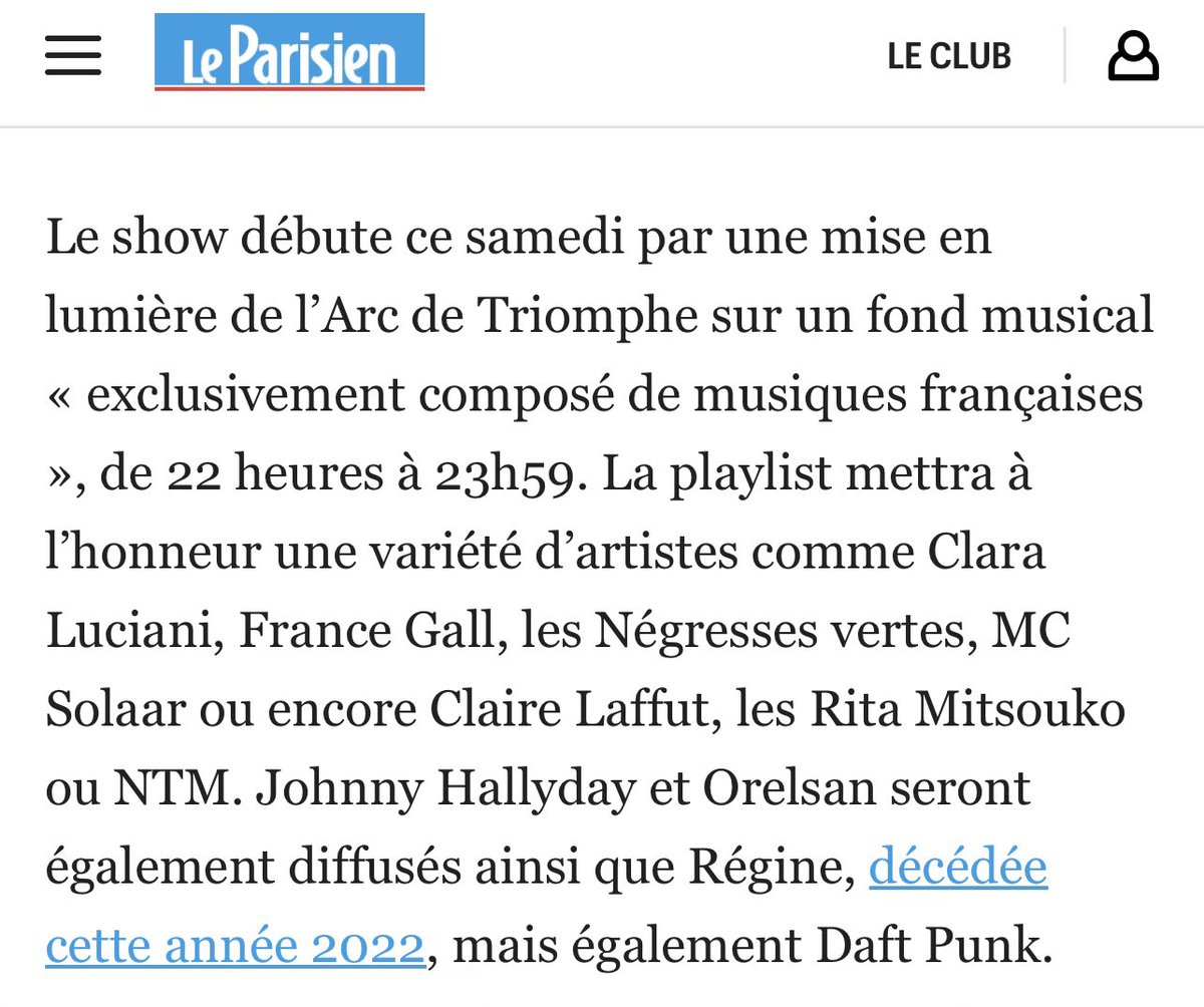 Omg si vous regardez le feu d’artifice parisien à la télé ce soir 😍 <a href="/claraluciani/">Clara Luciani</a> <a href="/Orel_san/">OrelSan</a> <a href="/sacem/">Sacem</a>