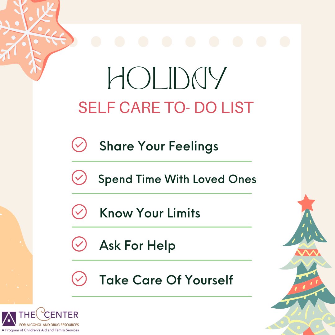 TCADR's tweet photo. As this holiday season comes to a close and we show the ones around them how much we love them, don't forget to spend some time taking care of yourself. https://t.co/pfEtxeO6nq