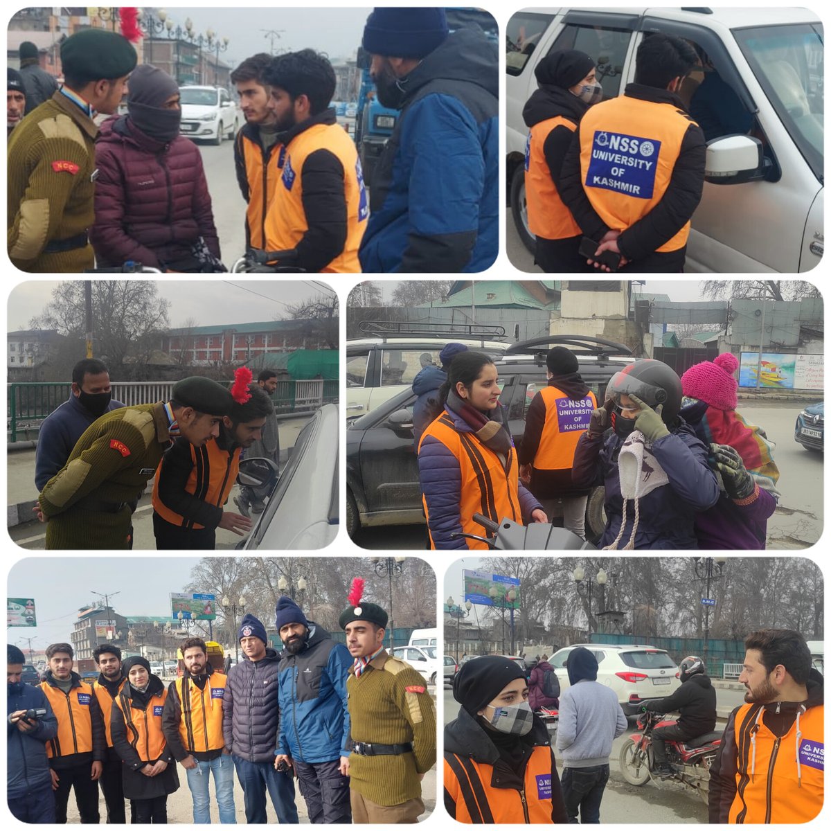 Traffic City Srinagar with Volunteers From NCC And NSS carried Awareness Drive in Srinagar City, counseling Traffic violators regarding importance of Various Safety Measures. 
<a href="/Traffic_hqrs/">J&K Traffic Police</a> <a href="/igtraffic_jk/">Traffic Police J&K</a> <a href="/SrinagarPolice/">Srinagar Police</a>  <a href="/muzaffar_a_shah/">Muzaffar Ahmad Shah</a>  <a href="/Tariq_wani786/">Tariq Wani</a> <a href="/diprjk/">Information & PR, J&K</a>  <a href="/RJSameenKhan/">RJ Sameen</a>