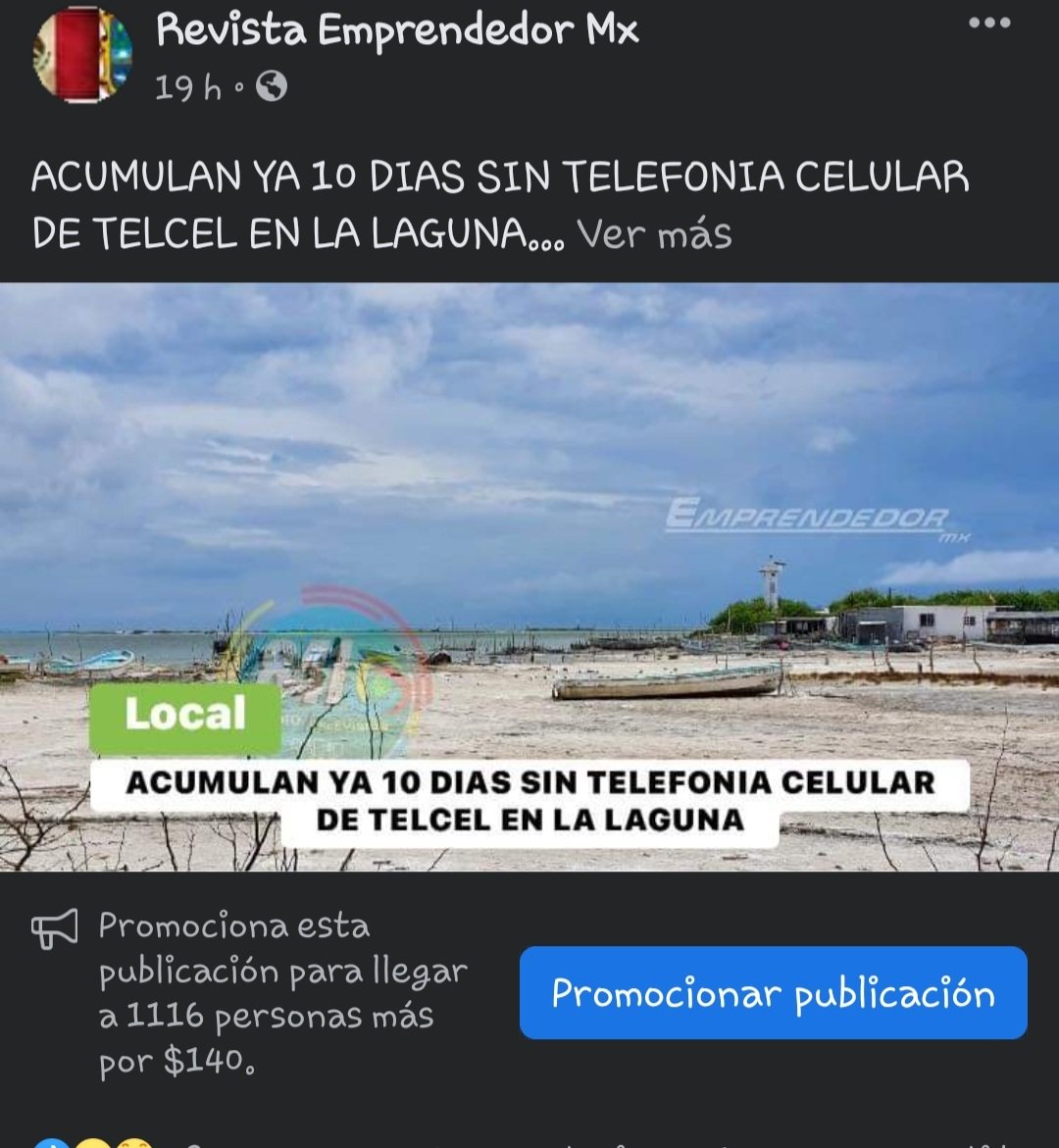 GinaTalip's tweet photo. @Telcel @ServicioTelcel habitantes de "La Carbonera" en la Laguna Madre, San Fernando, Tamaulipas SIN SEÑAL, planean derribar torre de Telcel... información de medios locales https://t.co/V8tS3PBlUx