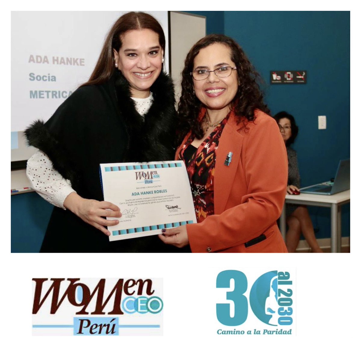 ada_hanke's tweet photo. Encantada y agradecida por ser parte de @WomenCEOPeru Y comprometida con su Iniciativa 30% al 2030, que busca acelerar la presencia de mujeres en posiciones directivas.
#30al2030
#MujerespormásMujeresLíderes https://t.co/4SWBSSdTwI