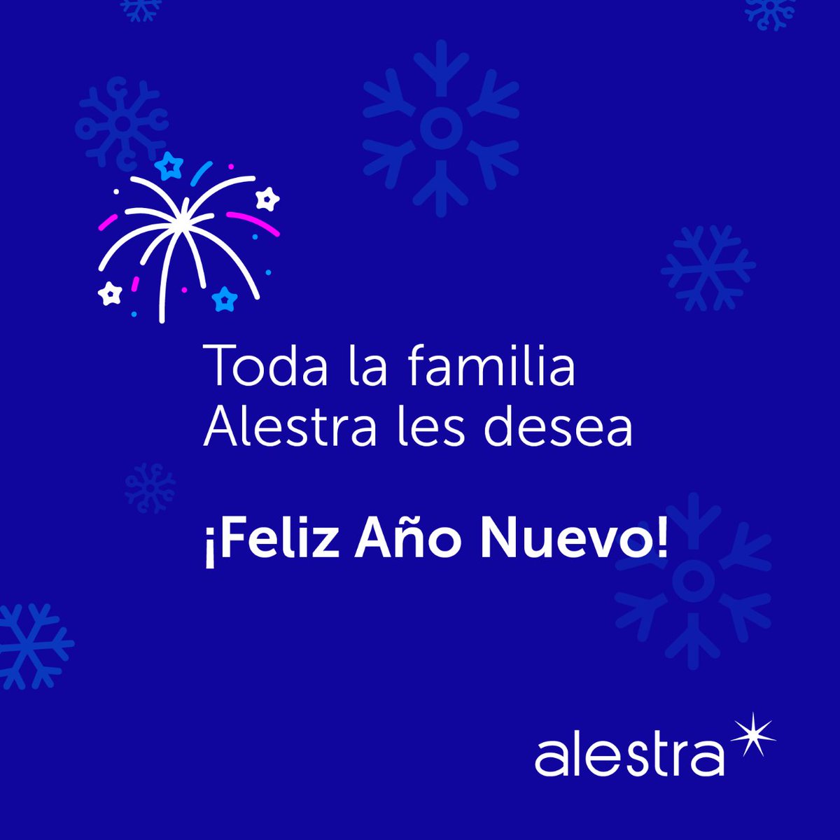 Alestra_MX's tweet photo. 🎉 En Alestra, esperamos que este 2022 haya sido un año de alegrías, crecimiento y de metas cumplidas.

Esperamos que este nuevo año podamos continuar juntos, impulsando tus sueños y alcanzando tus objetivos tecnológicos.

Toda la familia Alestra les desea ¡Feliz Año Nuevo! 🌟 https://t.co/NKXwNLaIQG