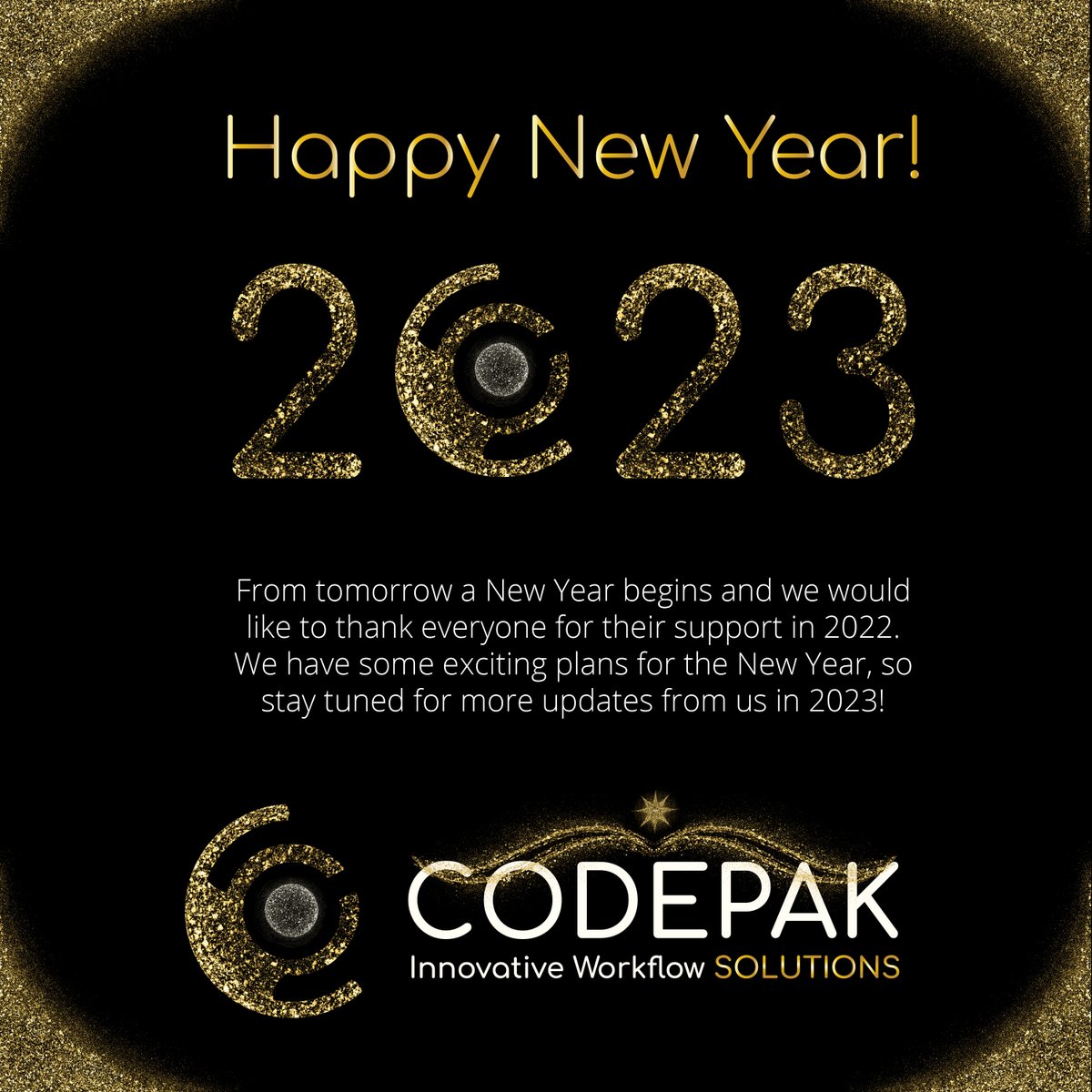 CodepakSolution's tweet image. Happy New Year From Everyone here at Codepak Solutions. We are looking forward to working with you all in the coming year!