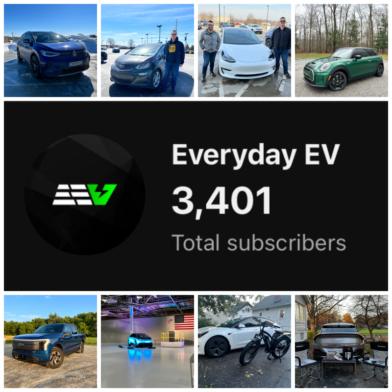 EverydayEV_'s tweet photo. What a great year 2022 has been! We've grown by 1,100 subscribers, created educational content, started an e-bike series, got to drive some really great EVs, &amp; we sold our ID.4 &amp; Bolt to move into a Model 3 &amp; Mini. We have a lot of content coming for 2023 and cannot wait! -B&amp;T ⚡ https://t.co/IHaRGI70uH