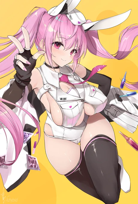 兎年という事で、兎な制服のお姉さんナビ等してくれる助手キャラなみたいなイメージで('ω`)#オリジナルイラスト 