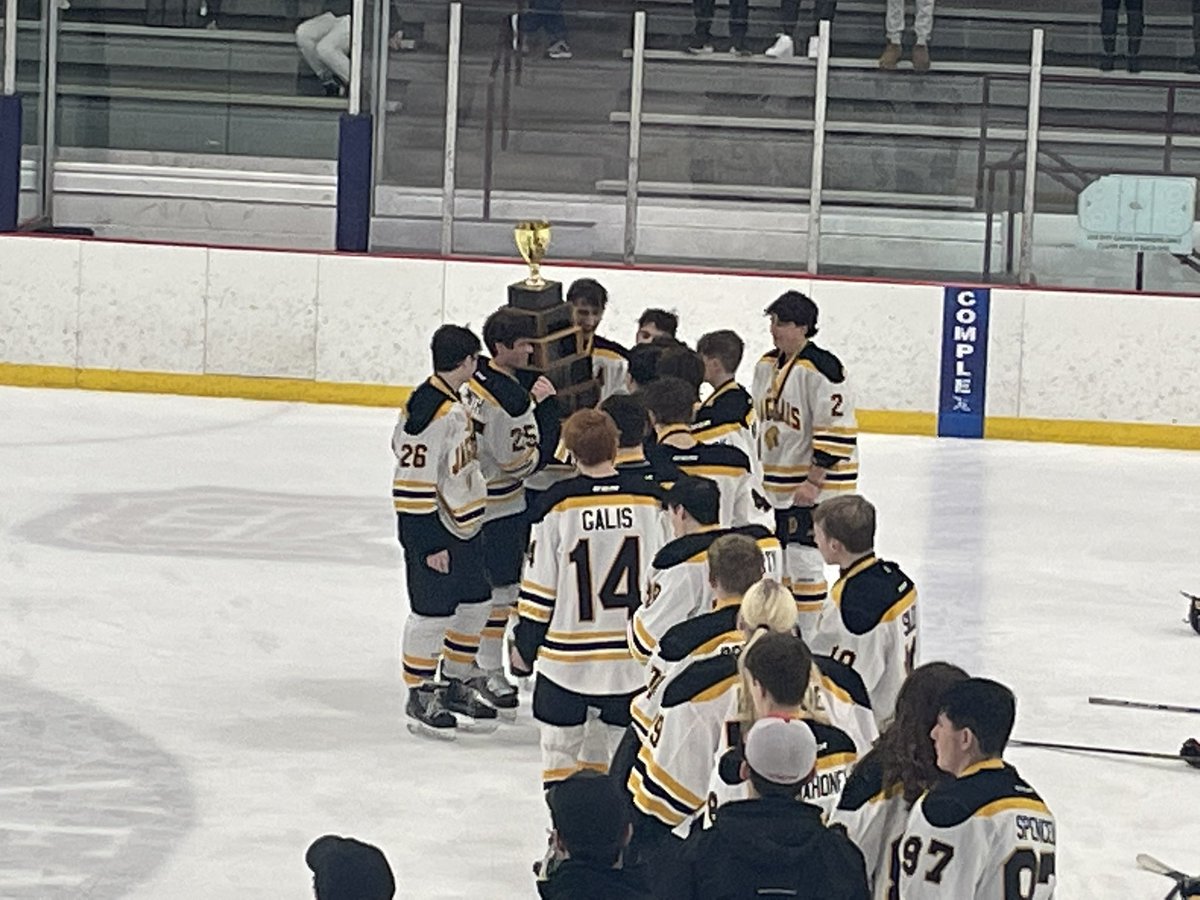 TJJaguarsHockey's tweet photo. How sweet it is….. 

2022 PA Scholastic Tournament Champions 🏆

#WErTJ #GoJags

@wjhsd @TJHSJaguars https://t.co/MTN4xAf34l