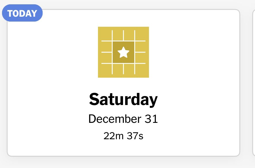 And with that, I've completed my first full calendar year crossword streak. Total streak is 613 and I've also completed every NYT crossword since 2017. 2217 in total.