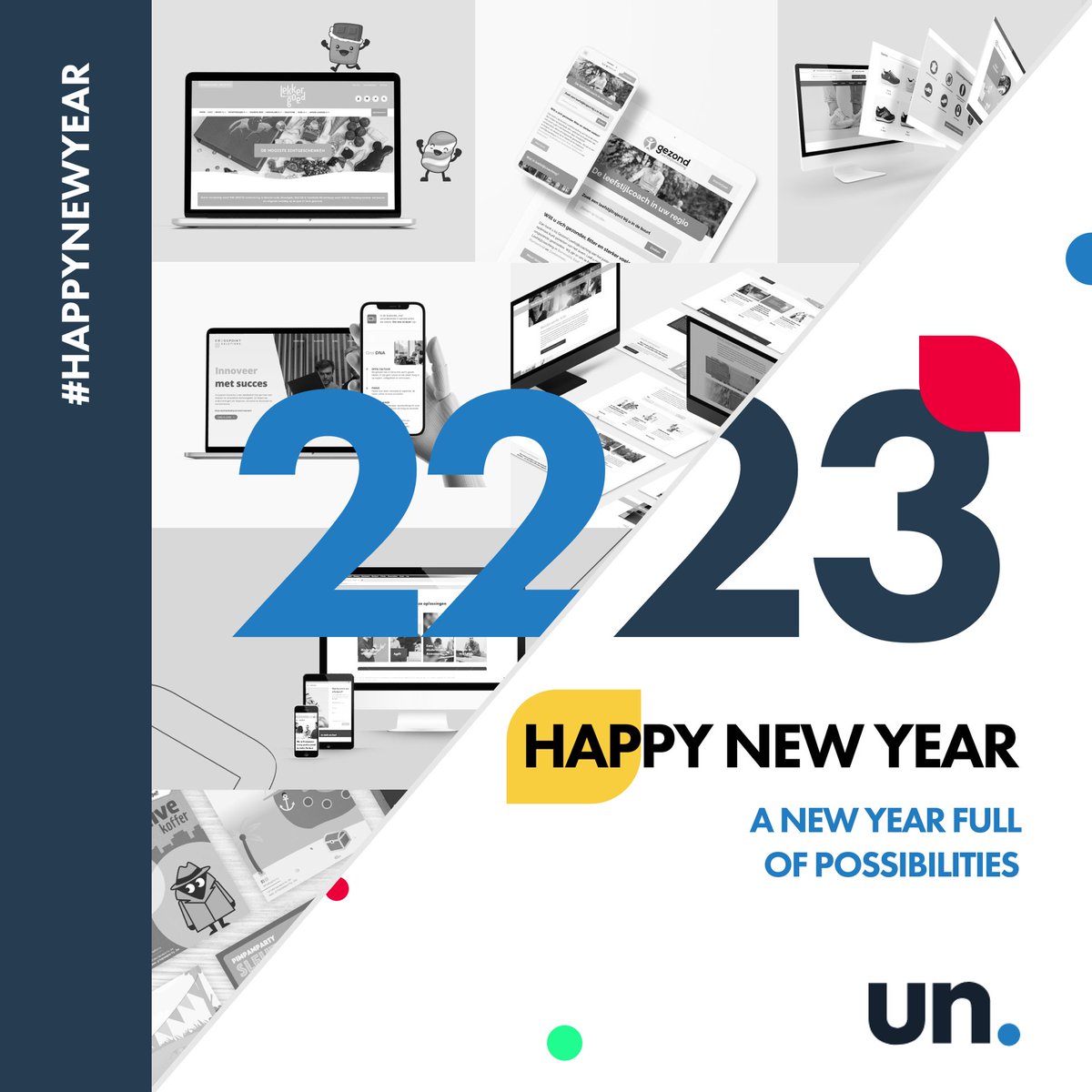 Weer een stukje van het web veroverd in 2022! 🍾
We wensen iedereen alle geluk in 2023 en onszelf meer van hetzelfde!
#uncodedrocks #boostyourbrand #webdesign #development #uiux