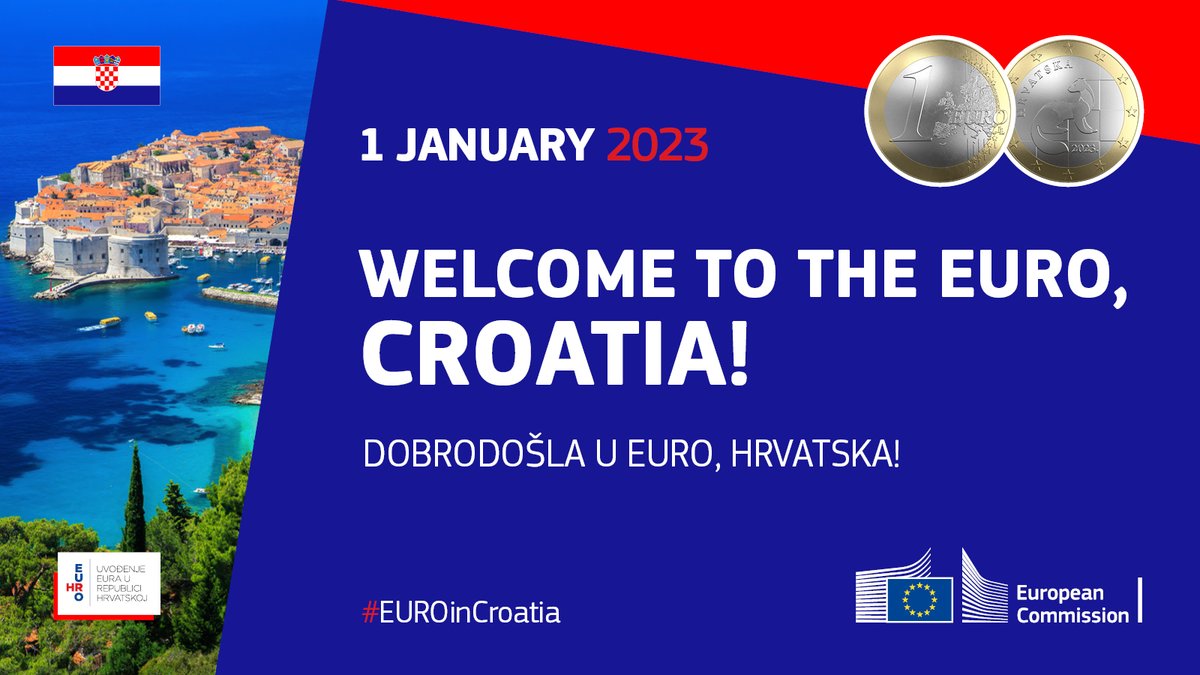 ecfin's tweet photo. Almost 10 years after Croatia 🇭🇷 joined the EU 🇪🇺, it has just adopted the common EU currency. 

Welcome to the euro, Croatia 🇭🇷!
#EUROinCroatia https://t.co/GHj69bO5Hu