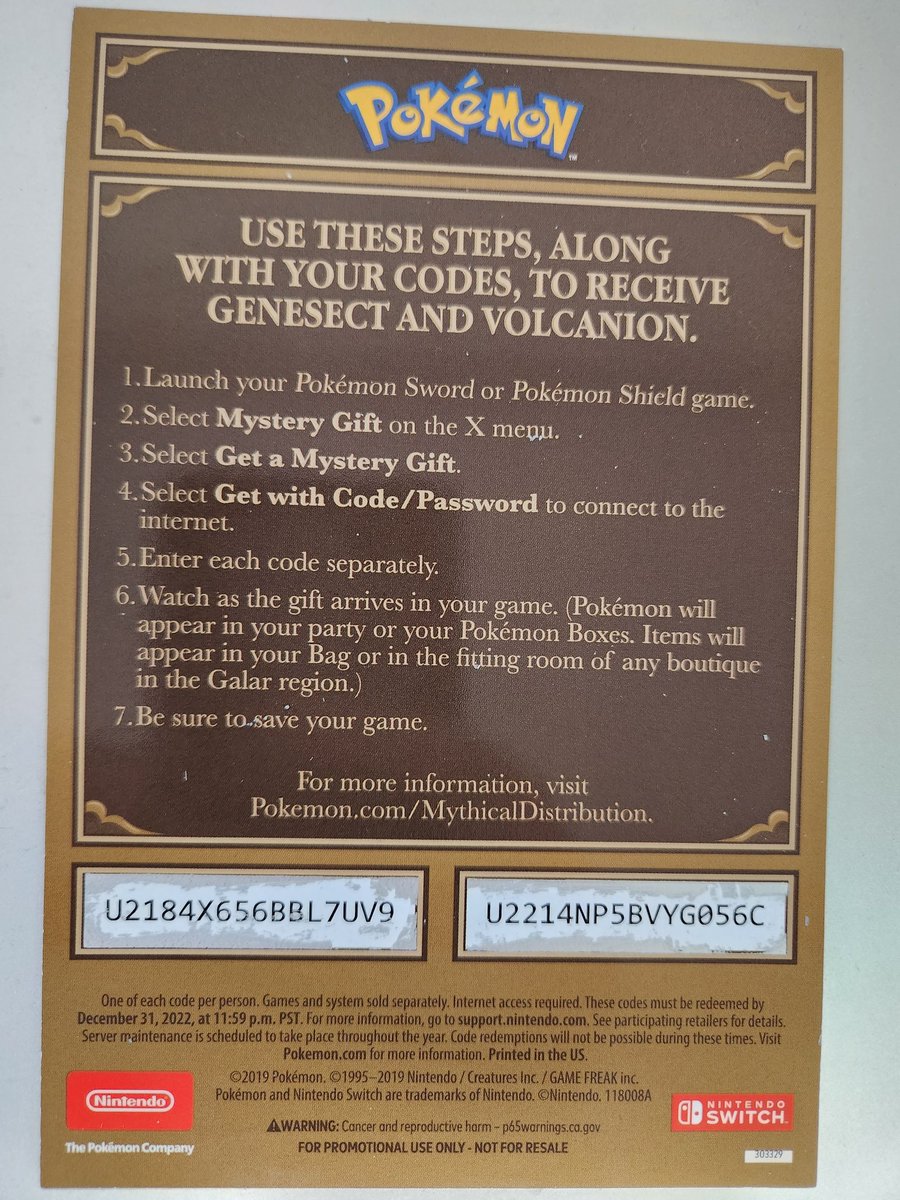 HaydenMeans's tweet photo. Codes to download #volcanion and #genesect. They expire today. https://t.co/Y7eaIz7aZ9