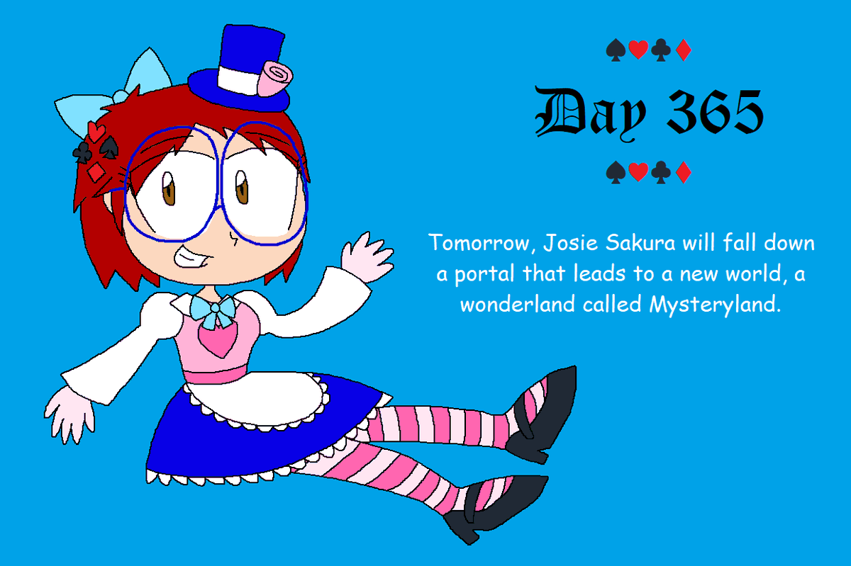JosieRiki's tweet photo. Day 365 - Josie Sakura (my OCself) in her Mysteryland attire is falling down a rabbit hole.
Tomorrow, Josie Sakura will fall down a portal that leads to a new world, a wonderland called Mysteryland.
#2022project #AliceInWonderland #JosieInMysteryland #Josie #crossover https://t.co/9nEsYTlkoV