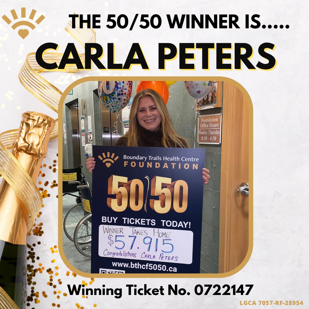 BthcFoundation's tweet photo. Congratulations CARLA PETERS!
Winning ticket no. 0722147
Carla won $57,915💰
Thank you to each and every one of our supporters. This was an astonishing jackpot for us ($115,830).
HAPPY NEW YEAR! https://t.co/rJfeFuZM4S