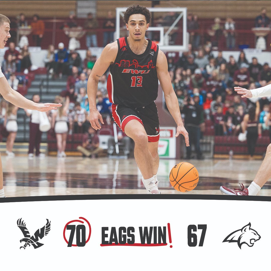 UPSET COMPLETE! Eagles knock off the Bobcats on the road with @AngeloAllegri_ scoring 19 points and @SteeleV24 adding 17! #GoEags