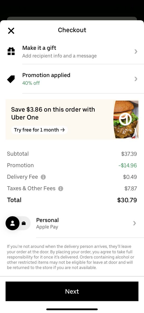 _AshleyVee_'s tweet photo. @UberEats im lost on how this is 40% off, it’s literally false advertisement 🙄 https://t.co/bvX7CXufKE