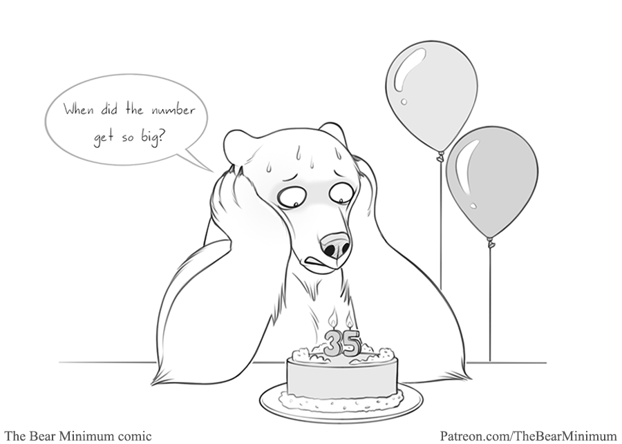 It's Husburr's birthday today! He's not a big fan of the aging process 🎈😆🎉🎂🐻‍❄️ 