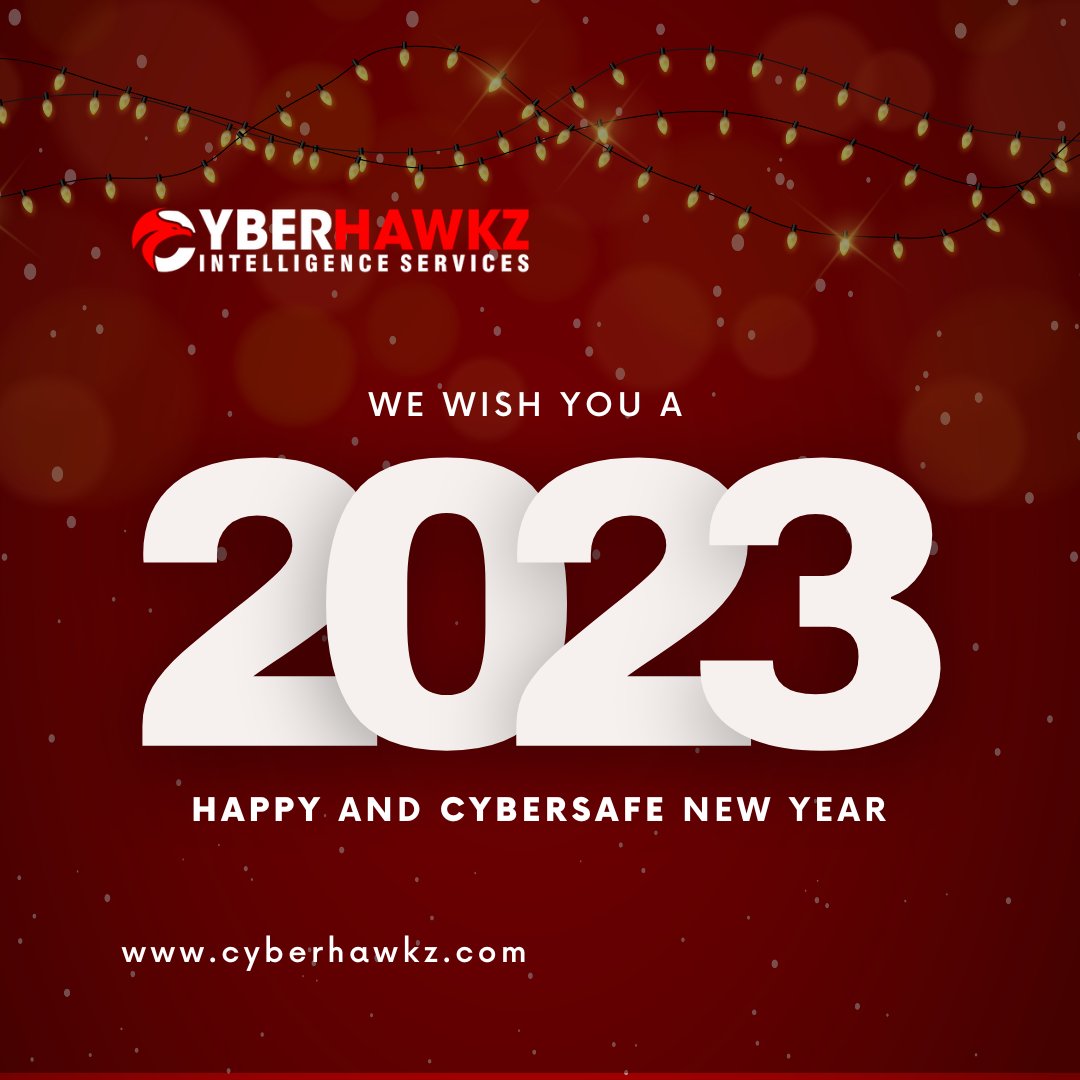 CyberHawkz's tweet photo. Wishing You a very Happy &amp; CyberSafe New Year!!

#newyear #newbeginnings #cybersecurity #wishes #cyberhawkz https://t.co/Z0fmYLKvGQ