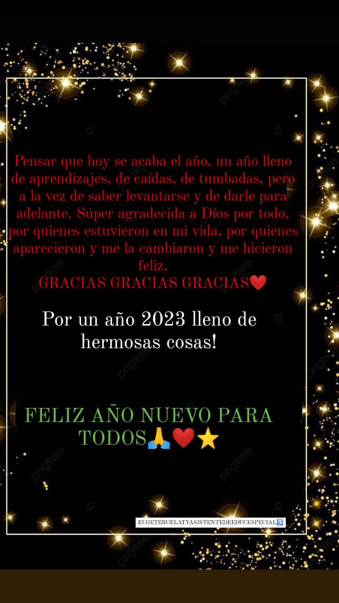 EducacinEspec14's tweet photo. #FelizAnoNuevo para todos ⭐👏🙏❤️ @EugyTeruel21 https://t.co/Z4tRv7VOWl