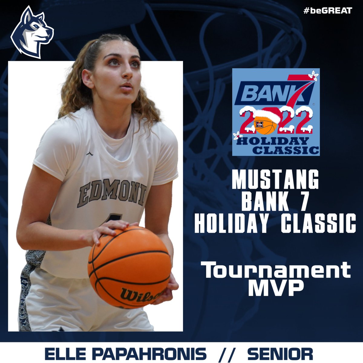 Congrats to Elle Papahronis on being named to the 2022 Bank 7 Holiday Classic Tournament MVP!  #HuskyNation #beGREAT <a href="/lady_husky_hoop/">Edmond North Girls Hoops</a>