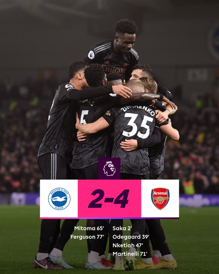 Akkumulerede Saks Litteratur Brighton 2–4 Arsenal, Premier League 2022–23: Gunners Consolidate Top Spot  in Six-Goal Thriller (Watch Goal Video Highlights) | ⚽ LatestLY