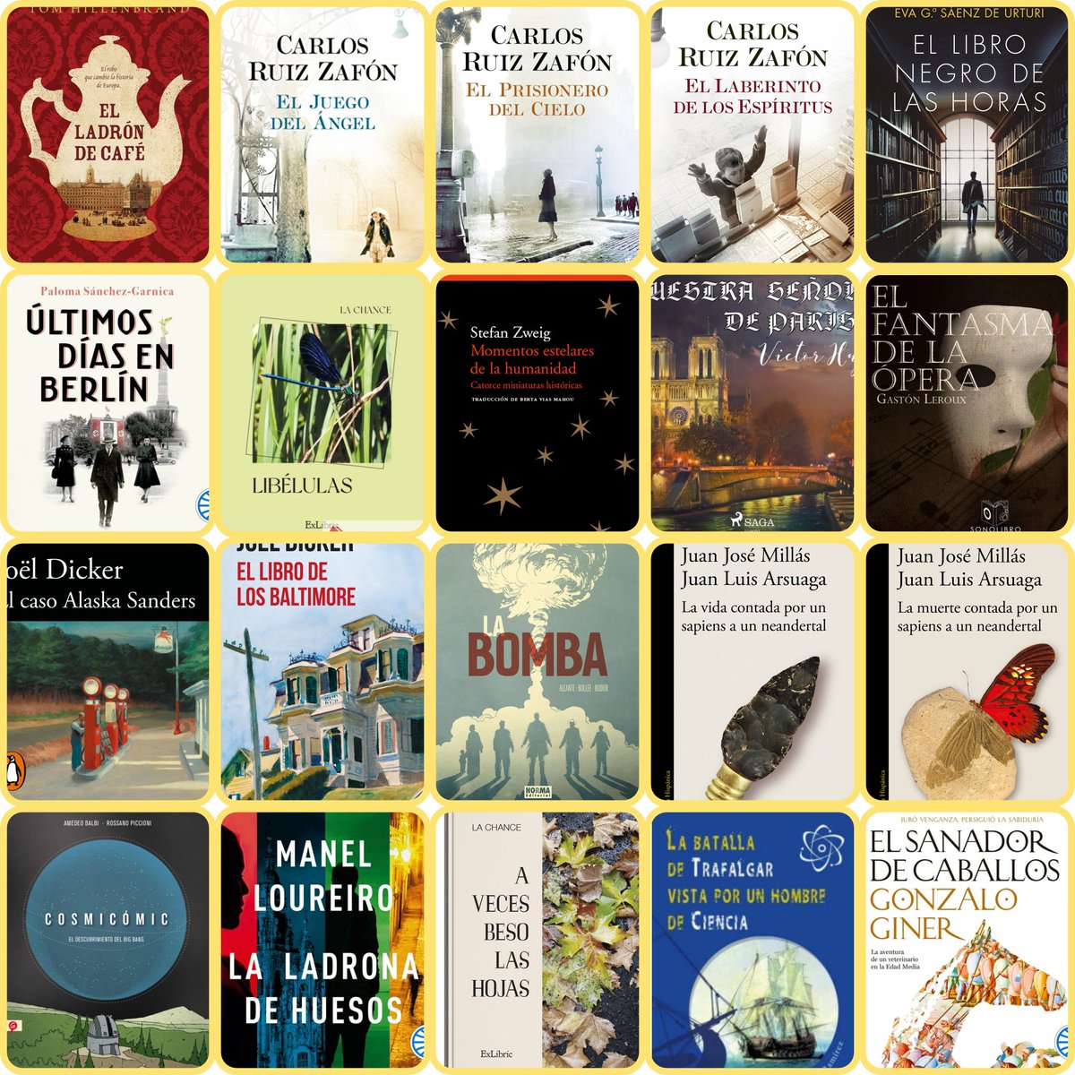 JGilMunoz's tweet photo. Como viene siendo habitual, mi última publicación va dirigida a mis #Libros2022 (en orden de lectura/escucha):
•El ladrón de café (Tom Hillenbrand).
•El juego del ángel (Carlos Ruíz Zafón)
•El prisionero del cielo (Carlos Ruíz Zafón) https://t.co/Aw0LUygKot