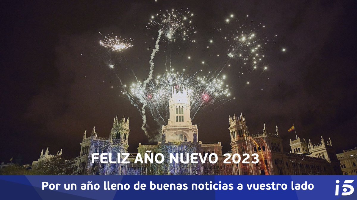 informativost5's tweet photo. 🥂 ¡Feliz año nuevo de parte de Informativos Telecinco! Por un año lleno de buenas noticias a vuestro lado. Salud, amor y prosperidad para 2023. ❤️️ > https://t.co/ij7PD6IAUK https://t.co/Uc2EO7Utlt