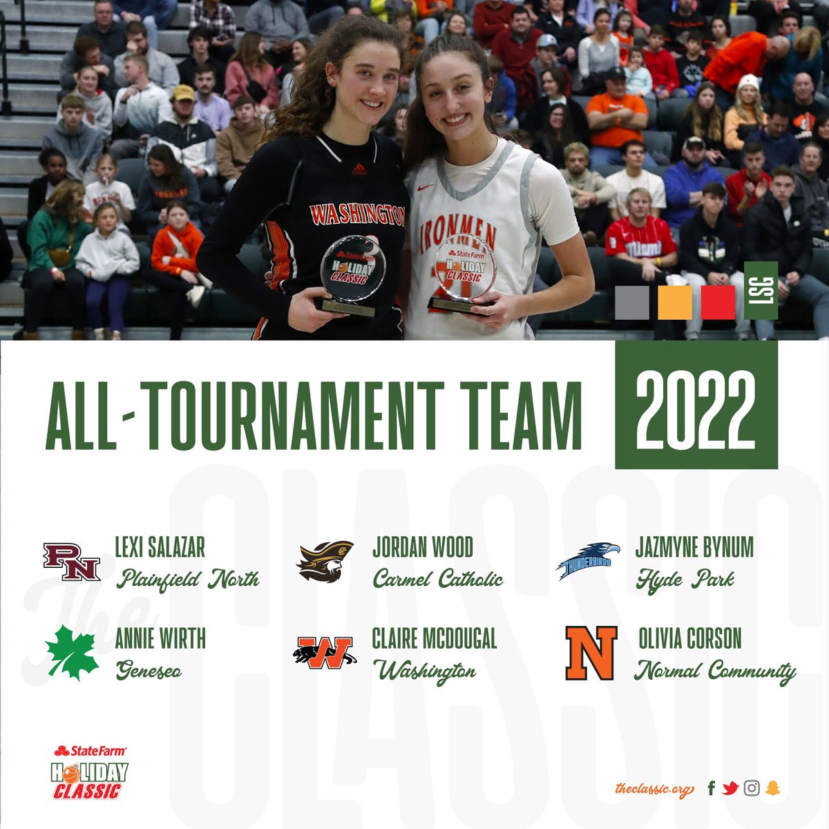 LARGE SCHOOL GIRLS
Jazmyne Bynum — <a href="/GbbHyde/">Hyde Park Academy GBB</a> 
<a href="/CorsonOlivia/">Olivia Corson</a> — <a href="/ladyironbball/">NCHS Girls' Basketball</a> 
@ClaireMcDougie — <a href="/wchs_308gbb/">WCHS Girls Bball</a> 
<a href="/LexiSalazar14/">Lexi Salazar</a> — <a href="/PNHS_Wbball/">PNHS GIRLS BASKETBALL</a> 
<a href="/AnnieWirth2/">Annie Wirth</a> — <a href="/LadyLeafBball/">LadyLeafs Basketball</a> 
Jordan Wood — <a href="/CorsairsGBB/">CCHS Girls Basketball</a>