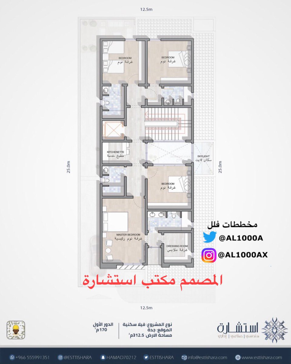 AL1000A's tweet photo. #مخططات_فلل 

تصميم فيلا سكنية دورين وملحق علوي 

▪️اطوال الارض 12.5x25
▪️مسطحات البناء 
الدور الارضي 205م٢ 
الدور الاول 170م٢ 
الملحق العلوي 110م٢ 
▪️الموقع ابحر الشمالية جدة
▪️المصمم مكتب استشارة 
@Esttishara https://t.co/qTrZI3cxxx