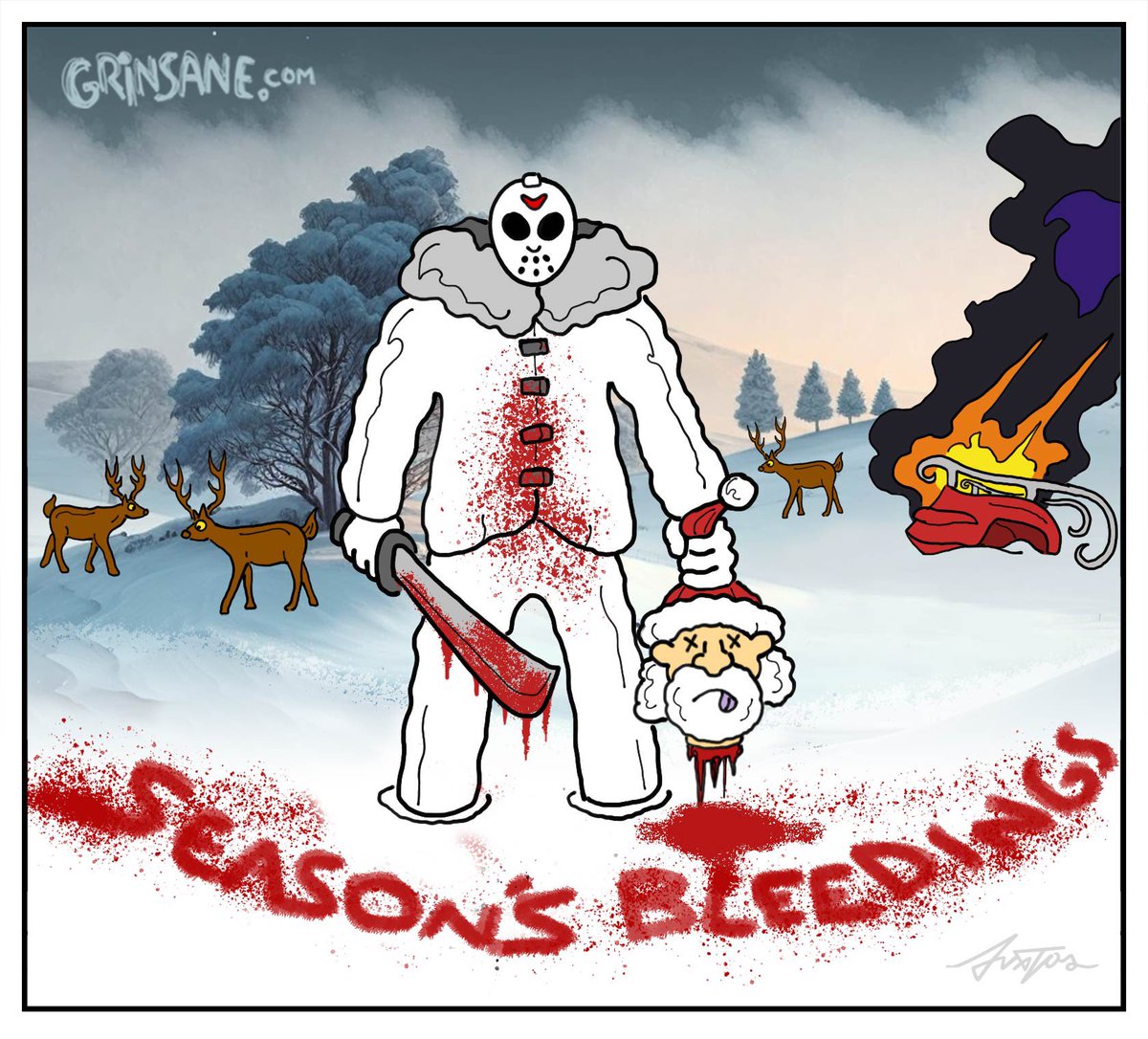 grinsane's tweet photo. The mail runs slow at #campcrystallake so you are just now receiving your holiday card from #JasonVoorhees ! #HorrorCommunity https://t.co/v0rK6vePvD