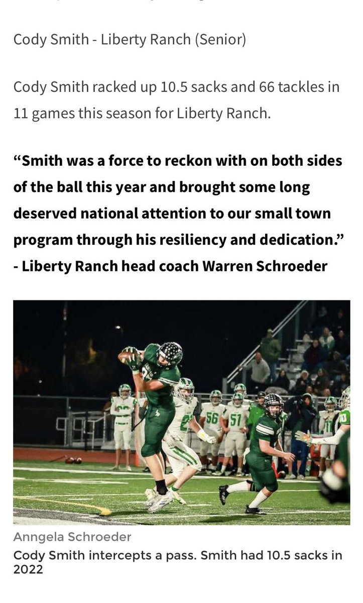 Cody Smith 6’7” 315 OL (@thebigcsmith) on Twitter photo Thankful to be named to the 2022 KCRA 3 All-Star Team for the SJS with my boy <a href="/arthur__jd/">Arthur Draeger</a> ⭐️ Always grateful to <a href="/dlinevids1/">DLineVids</a>, @CoachBarnesLWG and <a href="/LinemenWinGames/">LWG</a> for training me, and for my coaches and teammates at <a href="/LRHawkFootball/">LRHawkFootball</a> 🦅 <a href="/nijthewriter/">Nijzel 🥶🤧</a> <a href="/kcranews/">kcranews</a> Thankful to be named to the 2022 KCRA 3 All-Star Team for the SJS with my boy <a href="/arthur__jd/">Arthur Draeger</a> ⭐️ Always grateful to <a href="/dlinevids1/">DLineVids</a>, @CoachBarnesLWG and <a href="/LinemenWinGames/">LWG</a> for training me, and for my coaches and teammates at <a href="/LRHawkFootball/">LRHawkFootball</a> 🦅 <a href="/nijthewriter/">Nijzel 🥶🤧</a> <a href="/kcranews/">kcranews</a>