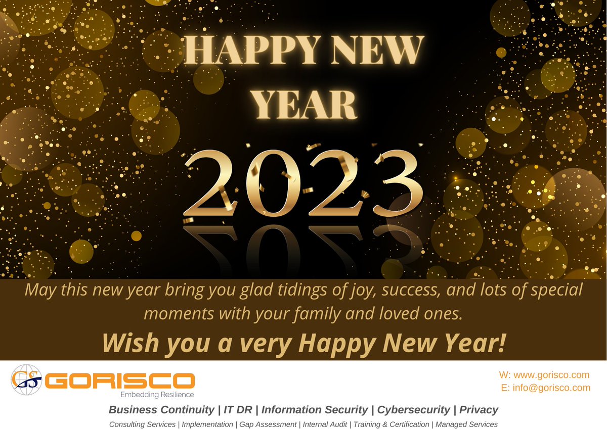 'The past year has been a great success because of your continued support and assistance—best wishes for the New Year from the entire Gorisco family'.
#newyear2023 #happynewyear #newbeginnings #celebrations #newgoals #joy