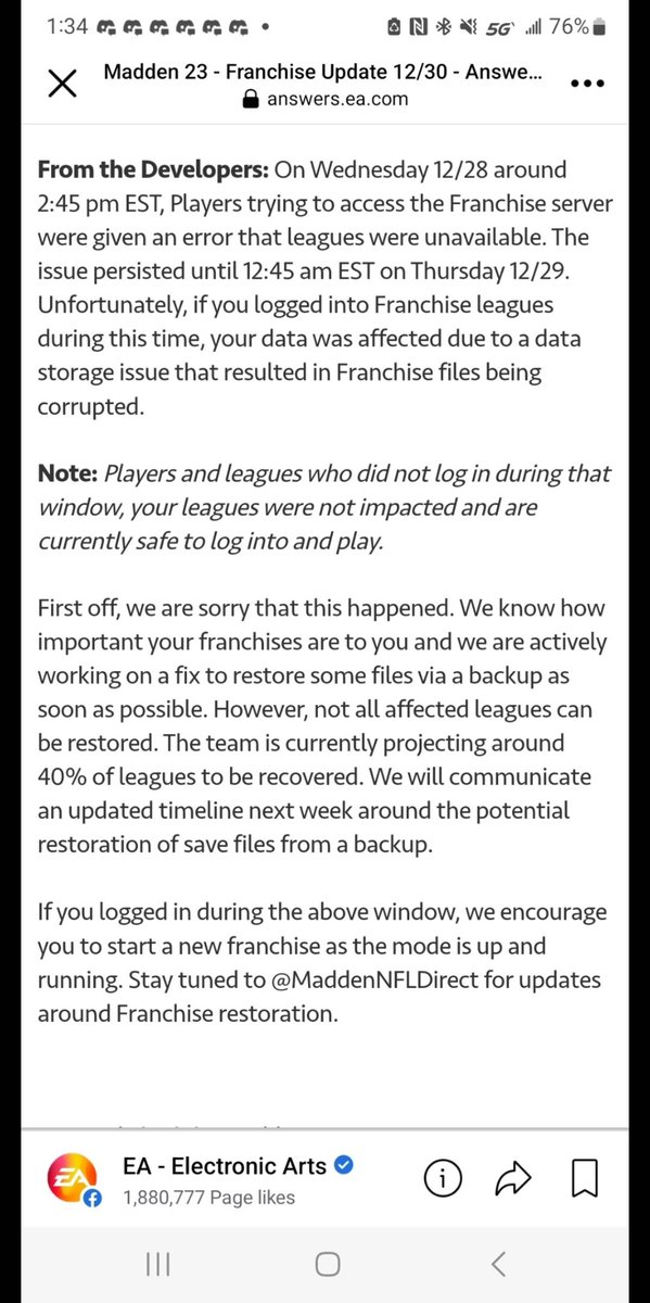 Fixfranchismde's tweet photo. @MaddenNFLDirect @EAMaddenNFL Just say yall suck and I want a 60% refund because I'm in the 40% https://t.co/86HbZfaO0W