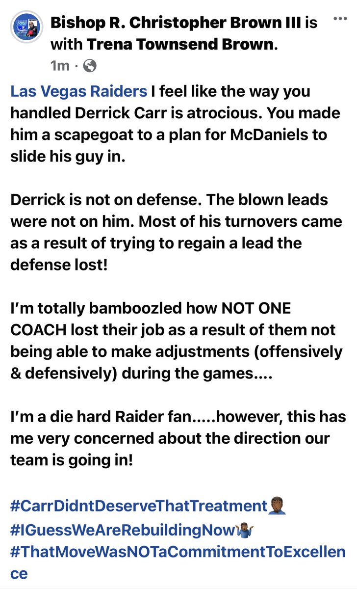 bishopbrown3's tweet photo. @Raiders @derekcarrqb #DC4 #HeDeservedBetter https://t.co/8mcrtxYhsb