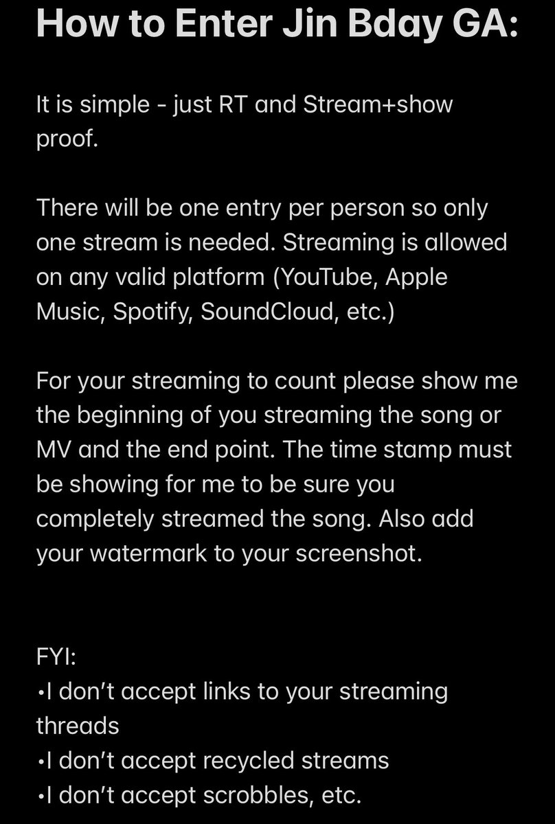 #HappyJinDay GA 🐹❤️‍🔥 🎁: ✨Surprise✨ Jin Birthday Box Rules: •RT + Bday Streaming Proof (attached) ⏰: 1/2 @ 4PM EST FYI: •WW •Shipping Included Good Luck Friends. (+)