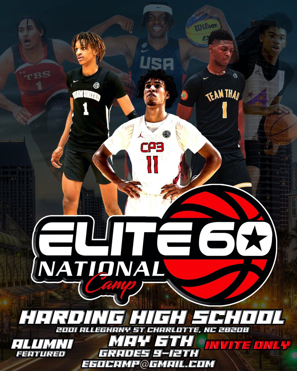 Stellar Hoops ๐ข (@stellarhoops) on Twitter photo Elite 60 National Camp ๐๐ฅ
๐ข Harding High School
๐Charlotte, NC
โน๐ผโโ๏ธ 9-12 Grade
๐ May 6th
60 Players (INVITE ONLY)
National Exposure
National Media
National Scouts
TOP Competition
Write ups
LIVE Interviews
Email - E60Camp@gmail.com for information on how to get INVITED. Elite 60 National Camp ๐๐ฅ
๐ข Harding High School
๐Charlotte, NC
โน๐ผโโ๏ธ 9-12 Grade
๐ May 6th
60 Players (INVITE ONLY)
National Exposure
National Media
National Scouts
TOP Competition
Write ups
LIVE Interviews
Email - E60Camp@gmail.com for information on how to get INVITED.