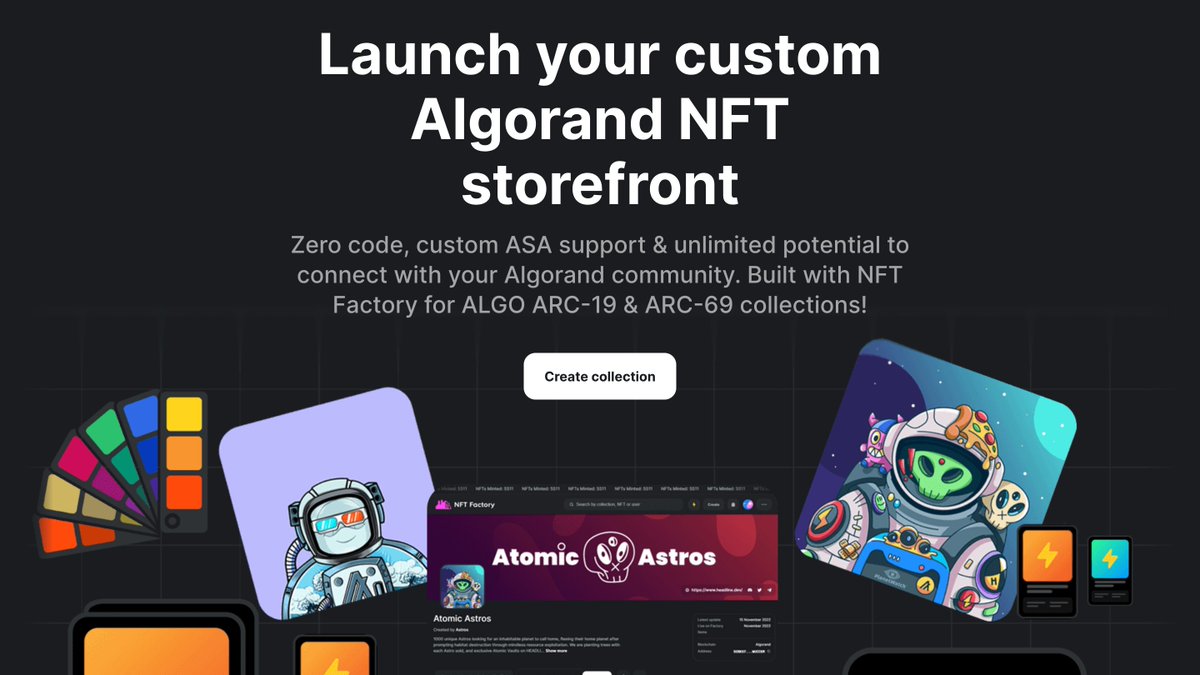 nftfactoryorg's tweet photo. Have a custom feature idea for NFT Factory?

Check out our Custom Storefront options, great for projects, creators, and companies looking to expand their reach allowing for custom token integrations, custom features, and more on #NFT Factory. 
#Algorand

https://t.co/pujsLMMlM4 https://t.co/99bVJqUYVE