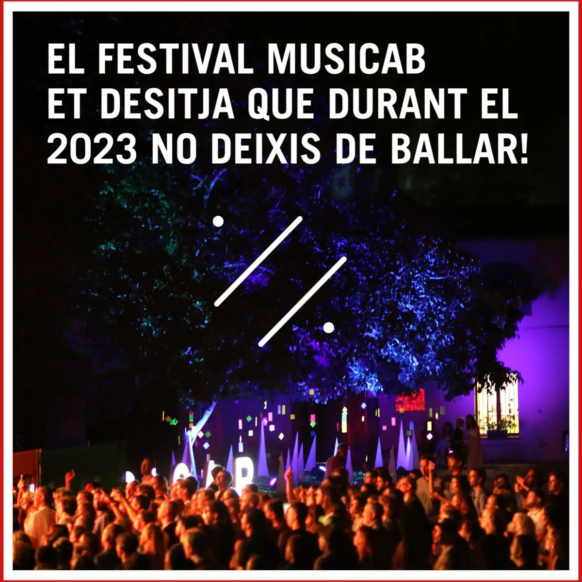 MUSICABfestival's tweet photo. BON ANY NOU!!!

Us desitgem un 2023 ple de música i cultura!

Ens retrobem els dies 14, 15 i 16 de juliol de 2023, per gaudir de la música en viu i del 35è aniversari del #MUSICAB, el #Festival de #Música de #Cabrils!

#MUSICABfestival #Maresme #BonAnyNou #2023 https://t.co/Dk1s64VH4j