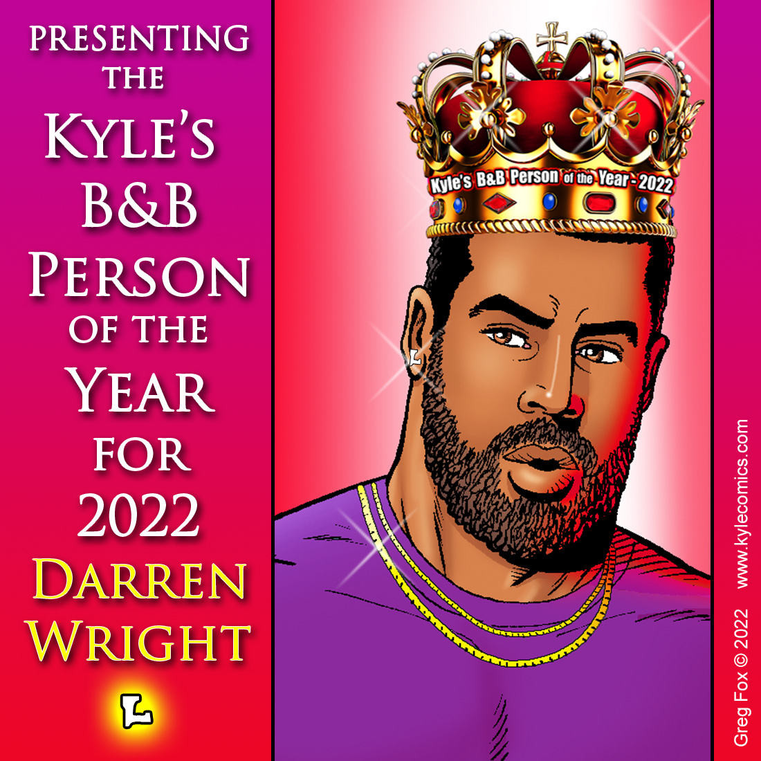 BREAKING NEWS: Darren Wins Kyle's B&B Person of the Year for 2022!!!👑Head on over to the Kyle's B&B website to see all the stats, and who came in 2nd, 3rd, and all the other positions! Thank you to everyone who voted!👑kylecomics.com👑#kylesbnb #webcomic #lgbtqcomics