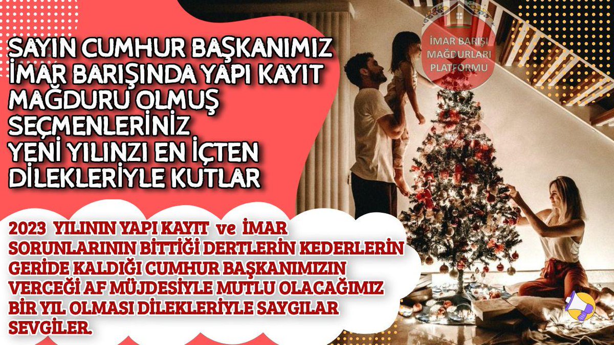 SAYIN CUMHUR BAŞKANIM BİZLER YILLARDIR HİÇ BİR KOŞUL ÖNE SÜRMEDEN SENINLEYİZ REİS  
İMAR BARIŞI MAĞDURU SEÇMENLERİNİZİN  #YapıKayıtBELGE SORUNUNU ÇÖZEREK SİZDE BİZ SEÇMENLERİNİZİN YANINDA KOŞULSUZCA DURDUĞUNUZU GÖRMEK İSTİYORUZ 

HİZMETLER SAY SAY BİTMEZ
#YılınAdamıErdoğan