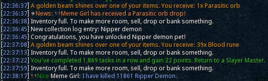 Some nice slayer drops to end the year with, including a lucky ripper demon pet
Maybe Ult Slayer 2023?