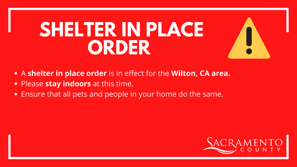 SacCountyCA's tweet photo. .@SacramentoOES  is ordering residents living in Wilton to shelter in place. Rising water has made area roads impassable. Residents currently on Dillard Road should continue to safety toward the Wackford Center. Those who are at home should stay there.

https://t.co/rI7jurBcKo https://t.co/H8ZcxQt7zO