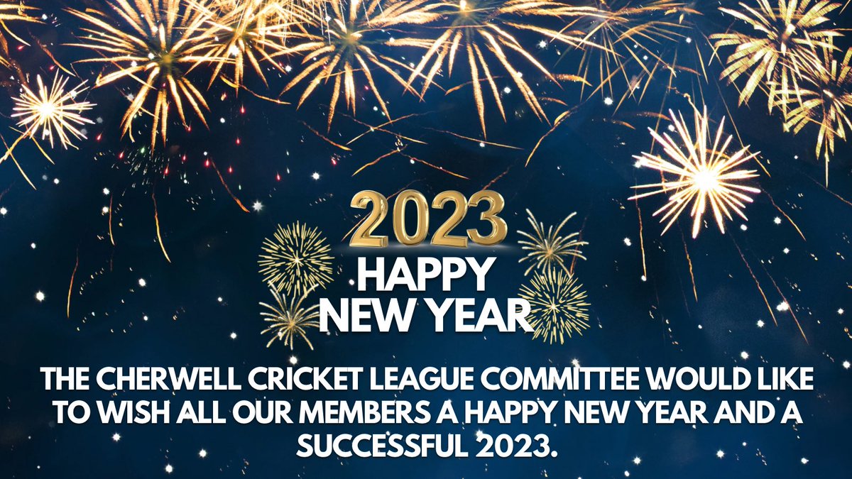 The Cherwell Cricket League Committee would like to wish all our members a Happy New Year and successful 2023.
Next stop… the 2023 fixtures…😀🏏