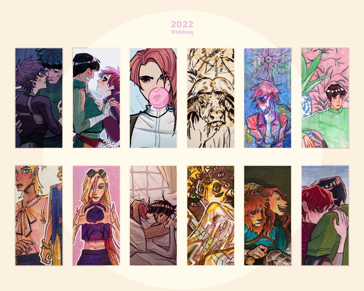 tddreq's tweet photo. ✨2022 year in art!✨

the months aren't in the right order so this is more like a best hits chart lol https://t.co/8wl7vbsGgn