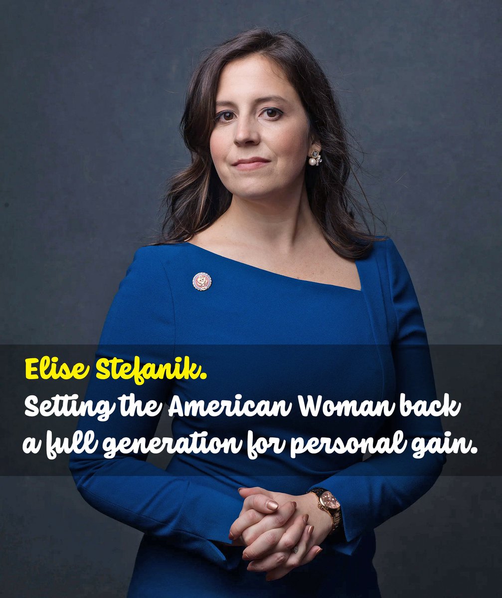 TonyHussein4's tweet photo. Elise Stefanik was complicit in the BIG Lie. Her ambition took precedence over integrity. She betrayed Liz Cheney because Cheney refused to endorse the GOP’s and Trump's Big Lie. She gunned for her job, and got it. https://t.co/Pkb76L3kee