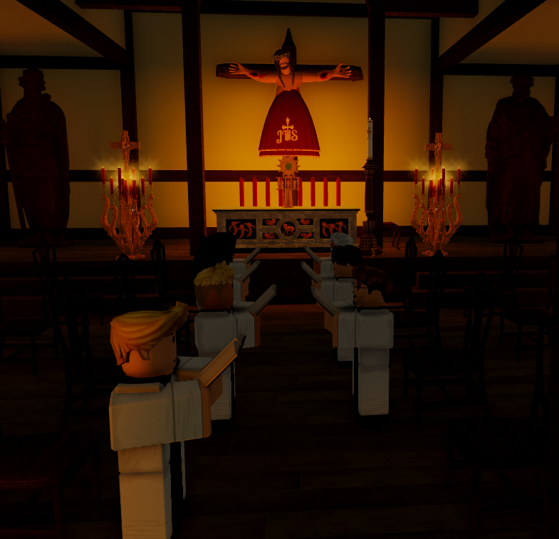 OfCarmelites's tweet photo. Today, 7 of our Brothers and Sisters gathered together in our new Eucharistic Chapel and prayed for various members of the Roblox communities. It lasted a whole hour's worth of prayers, praying the Rosary's Glorious Mysteries, the Litany of Life, and the Litany of the Saints! https://t.co/u37oCVTGTW