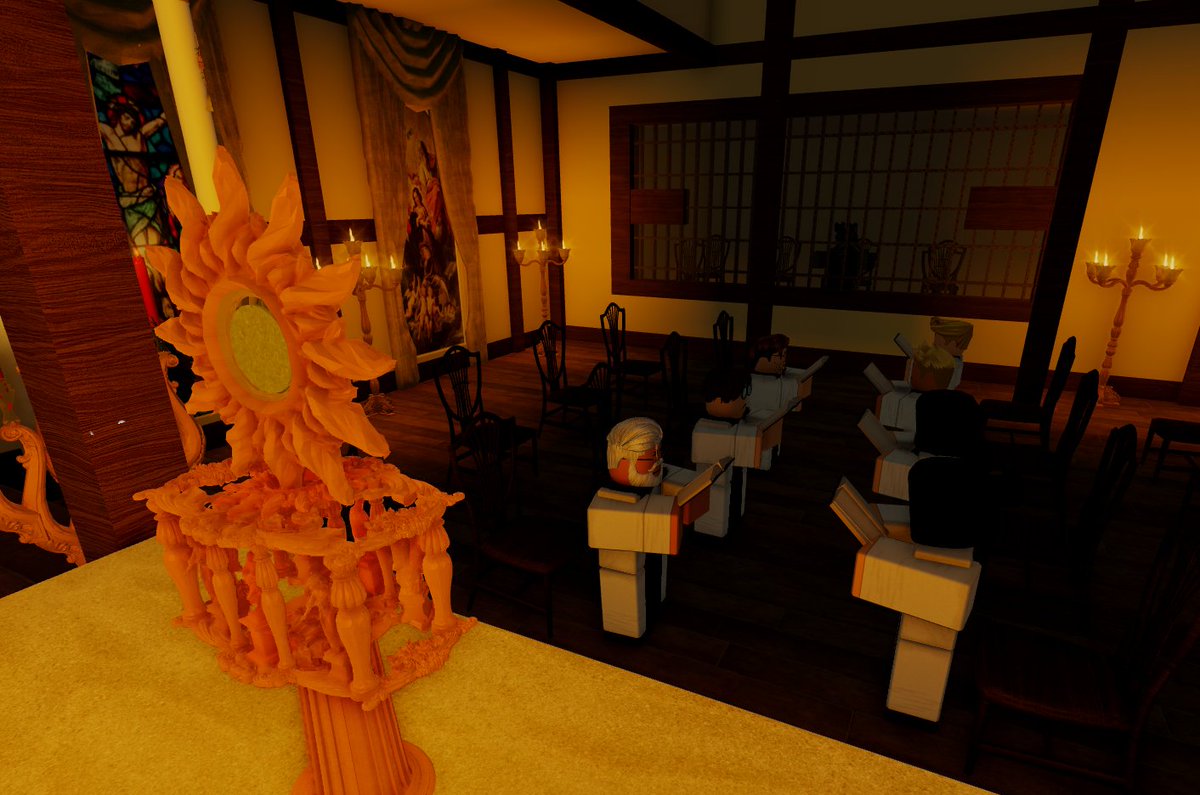 OfCarmelites's tweet photo. Today, 7 of our Brothers and Sisters gathered together in our new Eucharistic Chapel and prayed for various members of the Roblox communities. It lasted a whole hour's worth of prayers, praying the Rosary's Glorious Mysteries, the Litany of Life, and the Litany of the Saints! https://t.co/u37oCVTGTW