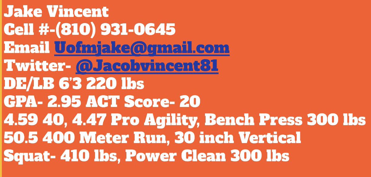 <a href="/dctf/">Dave Campbell's — TexasFootball.com</a> <a href="/Jacob_Vincent81/">Jake Vincent</a> Celina Class of 2023 Uncommitted DE/LB is the real deal. Will be a productive college football player and has size and speed 😤🏈💯🔥 youtu.be/q7jNaAgnzmg